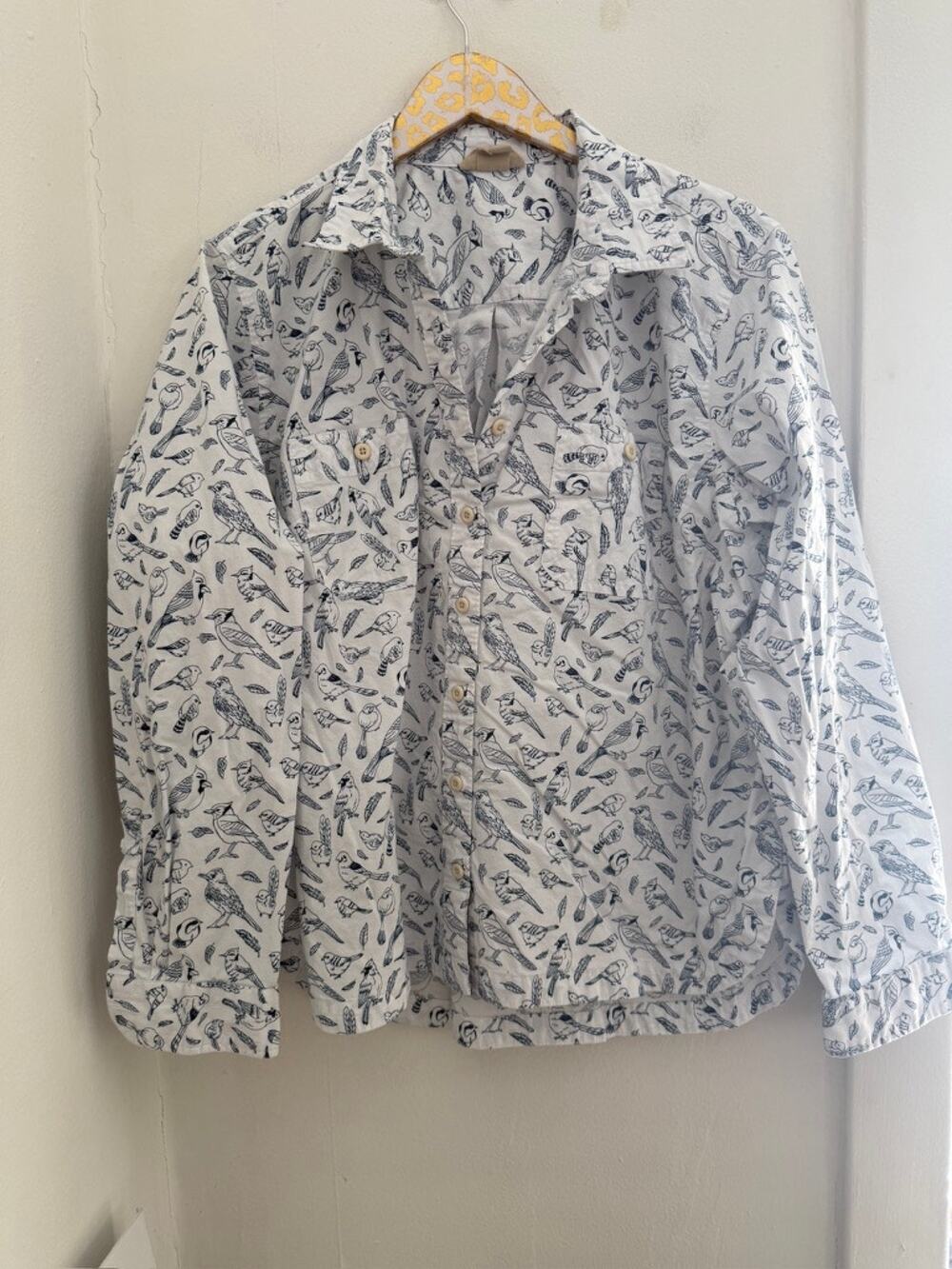 Duluth Trading Company Women's Bird Print Button Down Shirt | Size XXL